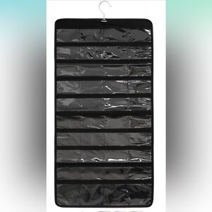 Hanging Jewerly Organizer Storage With Hanger Metal Hooks Double Sided (Black)